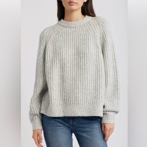 Madewell Rib Knit Sweater 🤍 Cozy Heather Grey Tones Size M